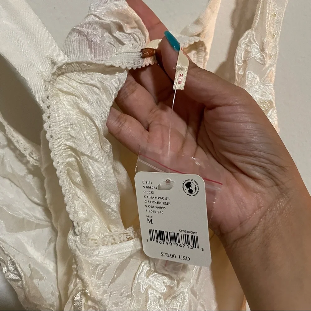 NWT Free People White Lizzy Lace Beaded Babydoll Tank, Size Medium - Picture 5 of 5